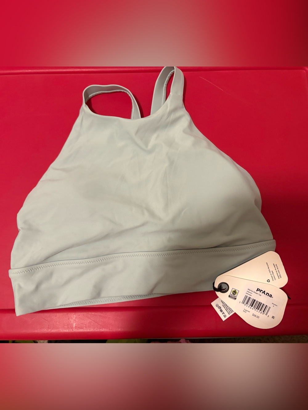 prAna Light Blue High-Neck Marina Street Bikini Top